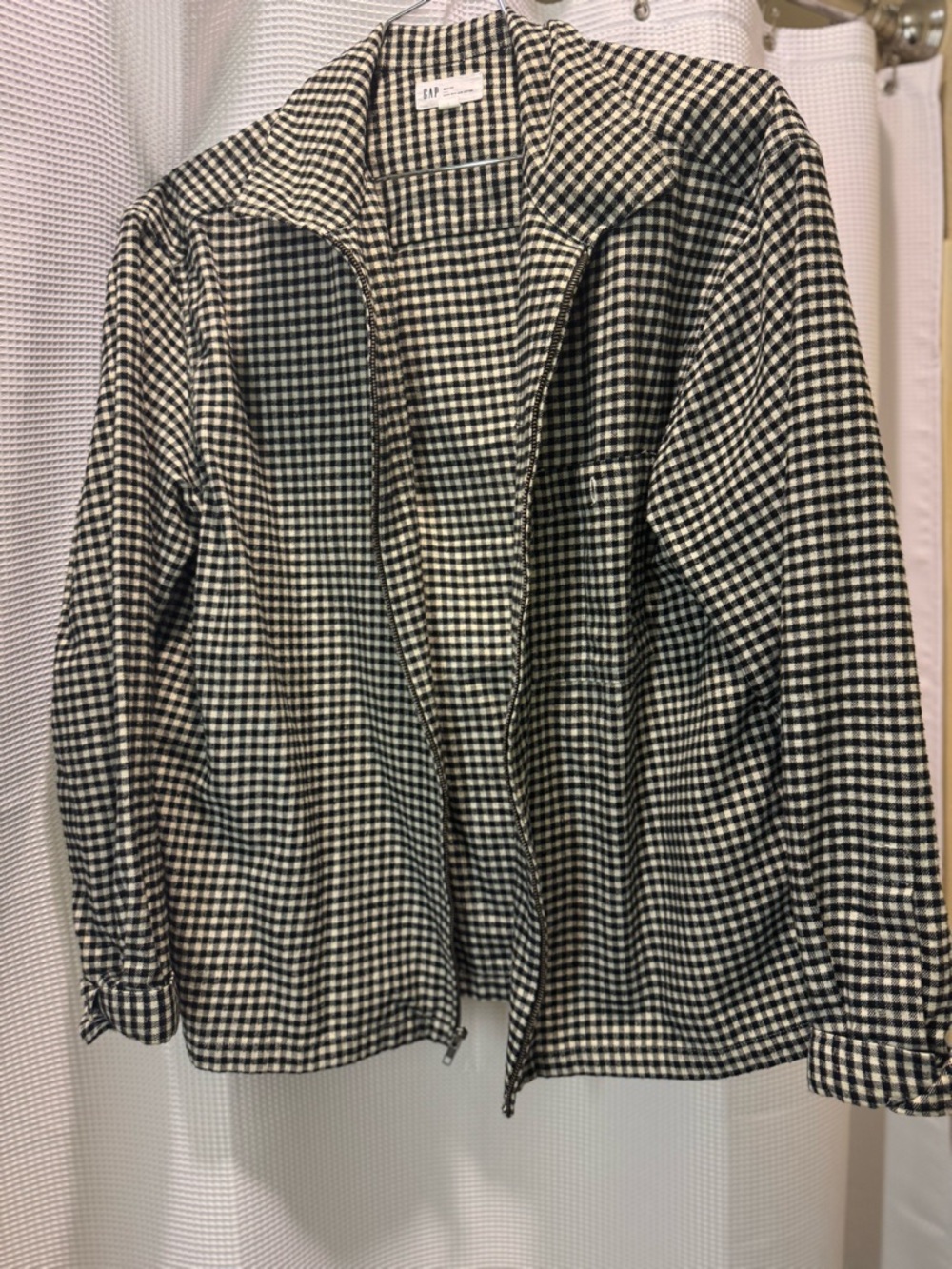 GAP Black & White Gingham Zip Jacket with Collar